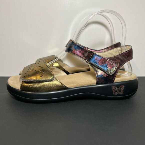 Womens ALEGRIA Special Lady Jesa Gold Ankle Strap Sandals / Size 7-7.5 - Picture 3 of 8